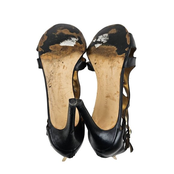 Marc Fisher Heels Womens Size 9.5M Black Stiletto Sandals Strappy Dress Shoes - Picture 8 of 8